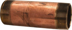 Merit Brass - 6" Long, 2" Pipe Threaded Brass Pipe Nipple - NPT Thread, Red Brass - Apex Tool & Supply