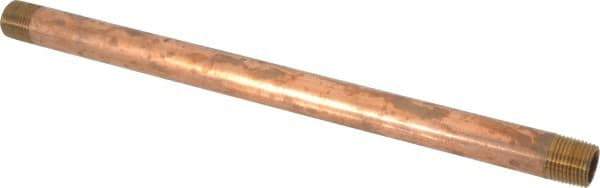 Merit Brass - 10" Long, 3/8" Pipe Threaded Brass Pipe Nipple - NPT Thread, Red Brass - Apex Tool & Supply
