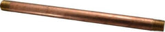 Merit Brass - 12" Long, 1/2" Pipe Threaded Brass Pipe Nipple - NPT Thread, Red Brass - Apex Tool & Supply