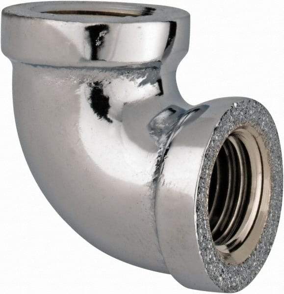 Merit Brass - Class 125, 1/4" Internal Pipe, Red Brass & Chrome 90° Street Elbow - FNPT x FNPT - Apex Tool & Supply