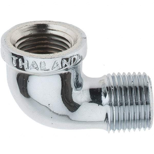 Merit Brass - Class 125, 1/2" Internal Pipe, Red Brass & Chrome 90° Street Elbow - FNPT x MNPT - Apex Tool & Supply