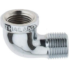 Merit Brass - Class 125, 1/2" Internal Pipe, Red Brass & Chrome 90° Street Elbow - FNPT x MNPT - Apex Tool & Supply