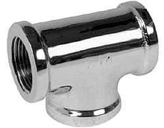 Merit Brass - Class 125, 3/8" Internal Pipe, Red Brass & Chrome Tee - FNPT x FNPT - Apex Tool & Supply