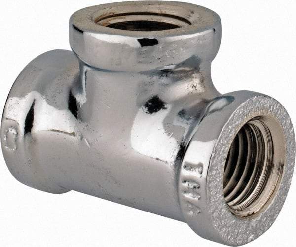 Merit Brass - Class 125, 1/4" Internal Pipe, Red Brass & Chrome Tee - FNPT x FNPT - Apex Tool & Supply