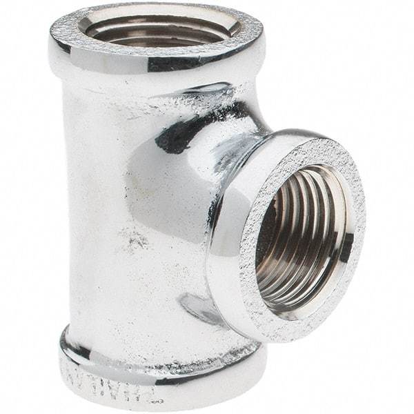 Merit Brass - Class 125, 1/2" Internal Pipe, Red Brass & Chrome Tee - FNPT x FNPT - Apex Tool & Supply