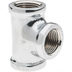 Merit Brass - Class 125, 1/2" Internal Pipe, Red Brass & Chrome Tee - FNPT x FNPT - Apex Tool & Supply
