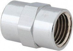 Merit Brass - Class 125, 1/4" Internal Pipe, Red Brass & Chrome Coupling - FNPT x FNPT - Apex Tool & Supply