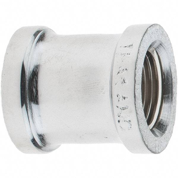 Merit Brass - Class 125, 3/8" Internal Pipe, Red Brass & Chrome Coupling - FNPT x FNPT - Apex Tool & Supply