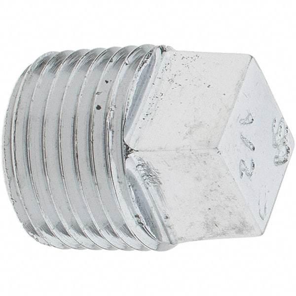 Merit Brass - Class 125, 1/2" Internal Pipe, Red Brass & Chrome Square Head Plug - MNPT - Apex Tool & Supply