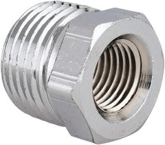 Merit Brass - Class 125, 1/2 x 1/4" Internal Pipe, Red Brass & Chrome Hex Bushing - MNPT x FNPT - Apex Tool & Supply