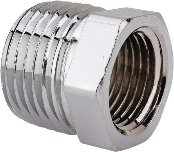 Merit Brass - Class 125, 1/2 x 3/8" Internal Pipe, Red Brass & Chrome Hex Bushing - MNPT x FNPT - Apex Tool & Supply