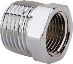 Merit Brass - Class 125, 1/2 x 3/8" Internal Pipe, Red Brass & Chrome Hex Bushing - MNPT x FNPT - Apex Tool & Supply