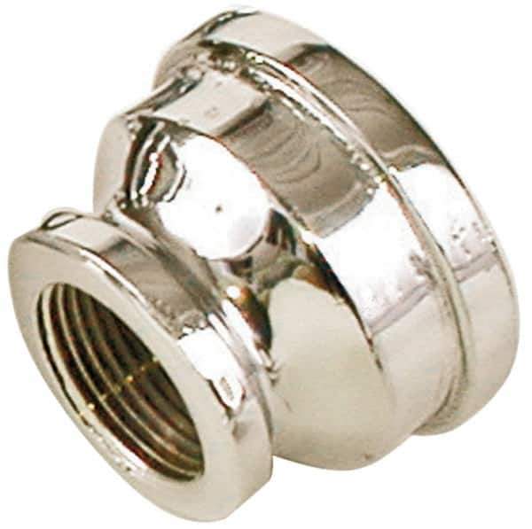 Merit Brass - Class 125, 3/4 x 1/2" Internal Pipe, Red Brass & Chrome Reducing Coupling - FNPT x FNPT - Apex Tool & Supply