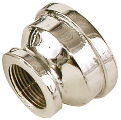 Merit Brass - Class 125, 3/4 x 1/2" Internal Pipe, Red Brass & Chrome Reducing Coupling - FNPT x FNPT - Apex Tool & Supply