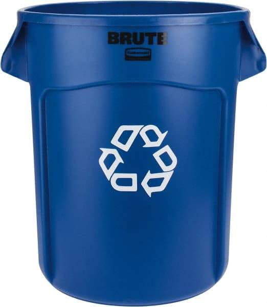 Rubbermaid - 20 Gal Blue Round Recycling Container - Polyethylene, 22-7/8" High - Apex Tool & Supply