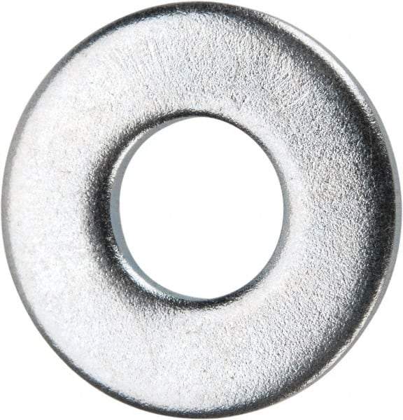 Value Collection - #10 Screw, Grade 2 Steel USS Flat Washer - 0.245" ID x 0.577" OD, 0.065" Thick, Zinc-Plated Finish - Apex Tool & Supply