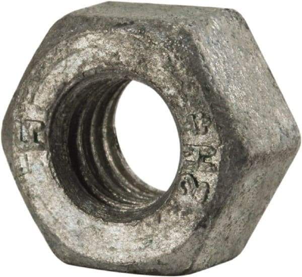 Value Collection - 5/16-18 UNC Steel Right Hand Heavy Hex Nut - 9/16" Across Flats, 19/64" High, Galvanized Finish - Apex Tool & Supply