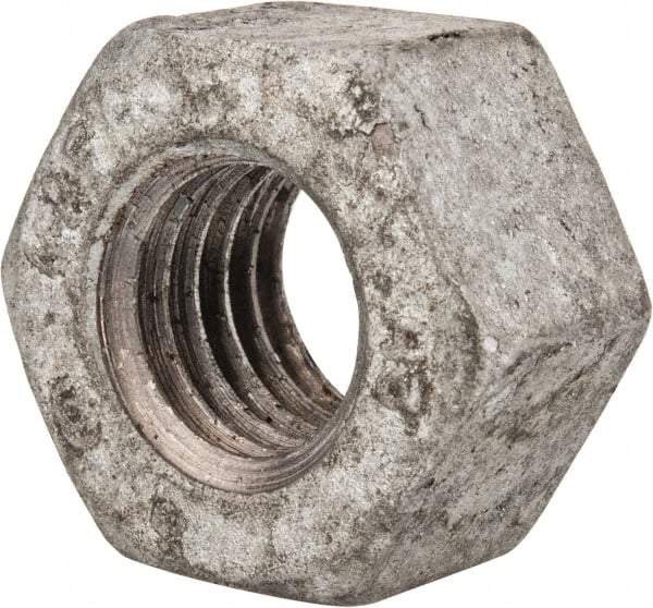 Value Collection - 9/16-12 UNC Steel Right Hand Heavy Hex Nut - 15/16" Across Flats, 35/64" High, Galvanized Finish - Apex Tool & Supply