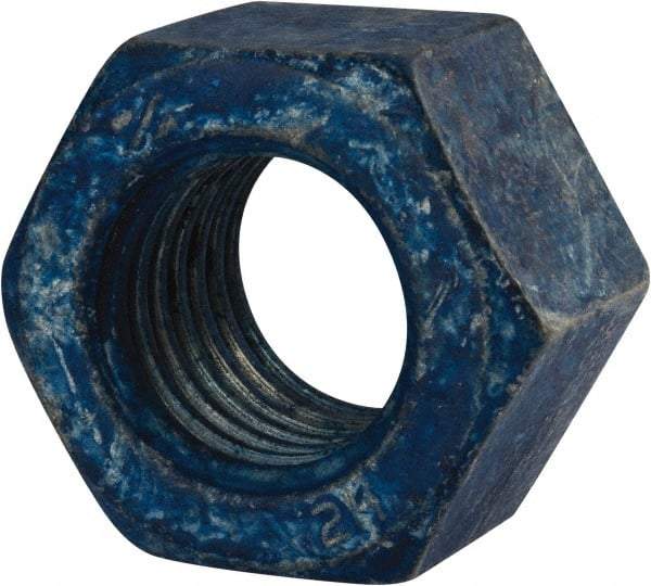 Value Collection - 1-1/8 - 7 UNC Steel Right Hand Heavy Hex Nut - 1-13/16" Across Flats, 1-7/64" High, Galvanized Finish - Apex Tool & Supply