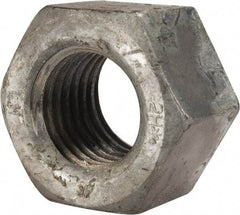 Value Collection - 1-3/8 - 6 UNC Steel Right Hand Heavy Hex Nut - 2-3/16" Across Flats, 1-11/32" High, Hot Dipped Galvanized Finish - Apex Tool & Supply