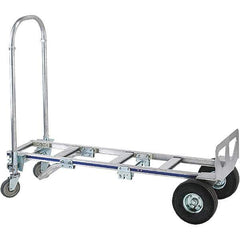 Wesco Industrial Products - 1,200 Lb Capacity 61-3/4" OAH Hand Truck - 18 x 7-1/2" Base Plate, Continuous Handle, Aluminum, Full Pneumatic Wheels - Apex Tool & Supply