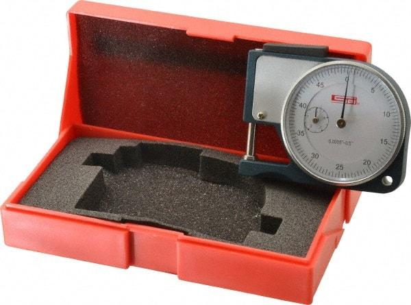 SPI - 0 to 1/2 Inch Measurement, 0.0005 Inch Graduation, 1/2 Inch Throat Depth, Dial Thickness Gage - 1-7/8 Inch Dial Diameter - Apex Tool & Supply