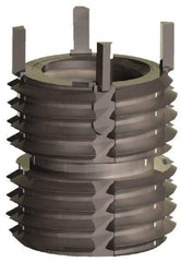 Jergens - 7/8-14 Internal, 1-1/4 - 12 External, 1-1/4" Insert Length, Heavy Duty Keylocking Thread Inserts - Stainless Steel, Passivated Finish, Grade 303 - Apex Tool & Supply