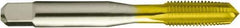 Made in USA - 1-8 UNC 3/3B 4 Flute TiN Finish High Speed Steel Straight Flute Standard Hand Tap - Taper, Right Hand Thread, 5-1/8" OAL, 2-1/2" Thread Length, H4 Limit, Oversize - Exact Industrial Supply