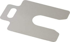 Made in USA - 20 Piece, 2 Inch Long x 2 Inch Wide x 0.006 Inch Thick, Slotted Shim Stock - Stainless Steel, 5/8 Inch Wide Slot - Apex Tool & Supply