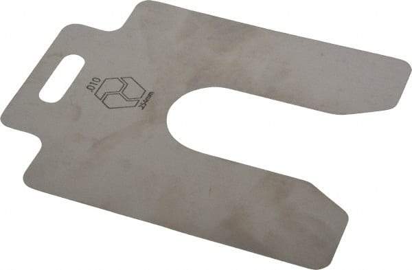 Made in USA - 20 Piece, 4 Inch Long x 4 Inch Wide x 0.01 Inch Thick, Slotted Shim Stock - Stainless Steel, 1-1/4 Inch Wide Slot - Apex Tool & Supply