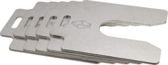 Made in USA - 5 Piece, 4 Inch Long x 4 Inch Wide x 0.1 Inch Thick, Slotted Shim Stock - Stainless Steel, 1-1/4 Inch Wide Slot - Apex Tool & Supply