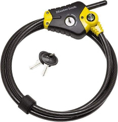 Master Lock - 6' Long 4 Pin Tumbler Keyed Padlock Cable & Lock - 3/8" Diam, Keyed Different - Apex Tool & Supply