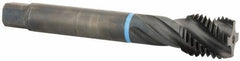 Emuge - M30x3.50 Metric Coarse 4 Flute 6H Modified Bottoming Spiral Flute Tap - Cobalt, Oxide Finish, 7.087" OAL, Right Hand Flute, Right Hand Thread, Series Enorm-VA - Apex Tool & Supply