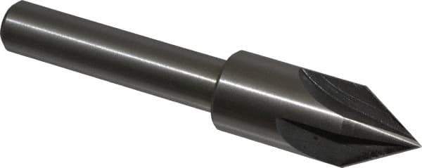 Interstate - 3/4" Head Diam, 1/2" Shank Diam, 4 Flute 60° High Speed Steel Countersink - Bright Finish, 4-1/8" OAL, Single End, Straight Shank, Right Hand Cut - Apex Tool & Supply