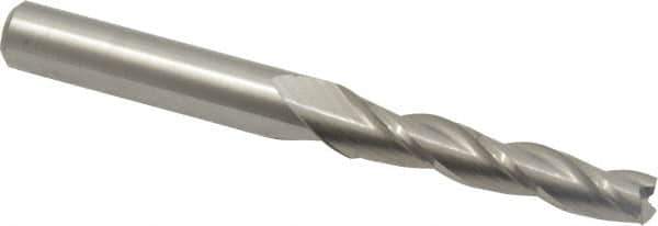 Accupro - 0.5° Taper Angle per Side, 1/4" Small End Diam, 1-1/4" LOC, Solid Carbide 3 Flute Tapered Square End Mill - 3" OAL, 3/8" Shank Diam, Spiral Flute - Apex Tool & Supply