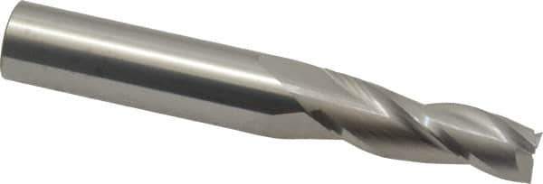 Accupro - 2° Taper Angle per Side, 3/8" Small End Diam, 1-1/4" LOC, Solid Carbide 3 Flute Tapered Square End Mill - 3-1/2" OAL, 1/2" Shank Diam, Spiral Flute - Apex Tool & Supply