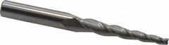 Accupro - 3° Taper Angle per Side, 1/8" Small End Diam, 1-1/2" LOC, Solid Carbide 3 Flute Tapered Square End Mill - 3-1/2" OAL, 3/8" Shank Diam, Spiral Flute - Apex Tool & Supply