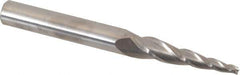 Accupro - 5° Taper Angle per Side, 3/32" Small End Diam, 1-1/4" LOC, Solid Carbide 3 Flute Tapered Square End Mill - 3" OAL, 5/16" Shank Diam, Spiral Flute - Apex Tool & Supply