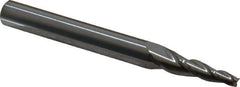 Accupro - 5° Taper Angle per Side, 1/8" Small End Diam, 1" LOC, Solid Carbide 3 Flute Tapered Square End Mill - 3" OAL, 5/16" Shank Diam, Spiral Flute - Apex Tool & Supply