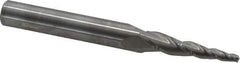 Accupro - 5° Taper Angle per Side, 1/8" Small End Diam, 1-1/2" LOC, Solid Carbide 3 Flute Tapered Square End Mill - 3-1/2" OAL, 3/8" Shank Diam, Spiral Flute - Apex Tool & Supply