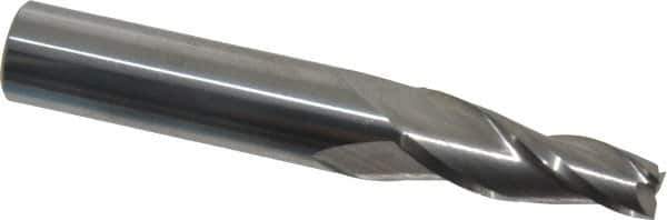 Accupro - 5° Taper Angle per Side, 1/4" Small End Diam, 1" LOC, Solid Carbide 3 Flute Tapered Square End Mill - 3" OAL, 7/16" Shank Diam, Spiral Flute - Apex Tool & Supply