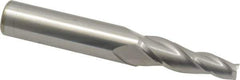 Accupro - 5° Taper Angle per Side, 1/4" Small End Diam, 1-1/4" LOC, Solid Carbide 3 Flute Tapered Square End Mill - 3-1/2" OAL, 1/2" Shank Diam, Spiral Flute - Apex Tool & Supply