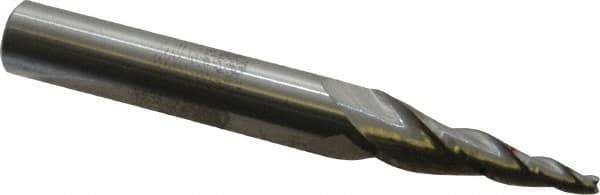 Accupro - 7° Taper Angle per Side, 1/8" Small End Diam, 1-1/2" LOC, Solid Carbide 3 Flute Tapered Square End Mill - 3-1/2" OAL, 1/2" Shank Diam, Spiral Flute - Apex Tool & Supply