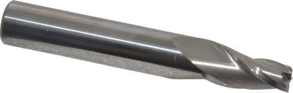 Accupro - 7° Taper Angle per Side, 1/4" Small End Diam, 3/4" LOC, Solid Carbide 3 Flute Tapered Square End Mill - 2-3/4" OAL, 7/16" Shank Diam, Spiral Flute - Apex Tool & Supply