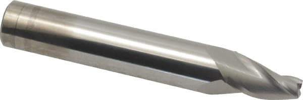 Accupro - 10° Taper Angle per Side, 1/4" Small End Diam, 3/4" LOC, Solid Carbide 3 Flute Tapered Square End Mill - 3-1/2" OAL, 9/16" Shank Diam, Spiral Flute - Apex Tool & Supply