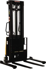Vestil - 2,000 Lb Capacity, 137" Lift Height, Battery Powered Stacker - 2-1/8" Lowered Height, 42" Fork Length, 58" Overall Width - Apex Tool & Supply