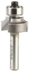 Amana Tool - 3/4" Cut Diam, 3/8" Length of Cut, 2 Flute Round-Over Edge Profile Router Bit - Carbide-Tipped, 1/4" Shank Diam, 2" OAL, Uncoated - Apex Tool & Supply
