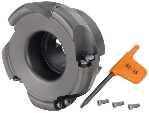 Kennametal - 101.6mm Cut Diam, 6mm Max Depth, 1-1/4" Arbor Hole, 5 Inserts, RD.. 12T3... Insert Style, Indexable Copy Face Mill - KDM400 Cutter Style, 50.04mm High, Series KDM - Apex Tool & Supply