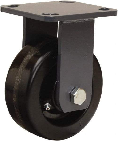 Hamilton - 5" Diam x 2" Wide x 6-1/2" OAH Top Plate Mount Rigid Caster - Phenolic, 1,000 Lb Capacity, Straight Roller Bearing, 4 x 4-1/2" Plate - Apex Tool & Supply