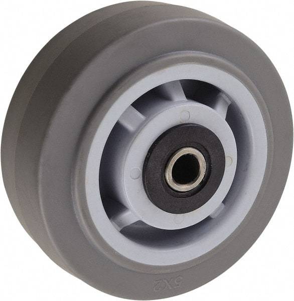 Value Collection - 5 Inch Diameter x 2 Inch Wide, Solid Rubber Caster Wheel - 350 Lb. Capacity, 2-3/16 Inch Hub Length, 1/2 Inch Axle Diameter, Roller Bearing - Apex Tool & Supply